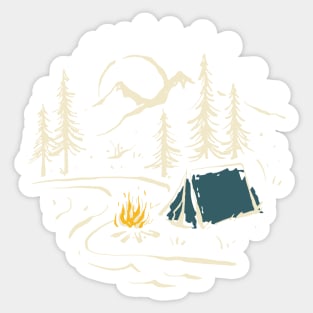 Camping under the moon - hand drawn Sticker